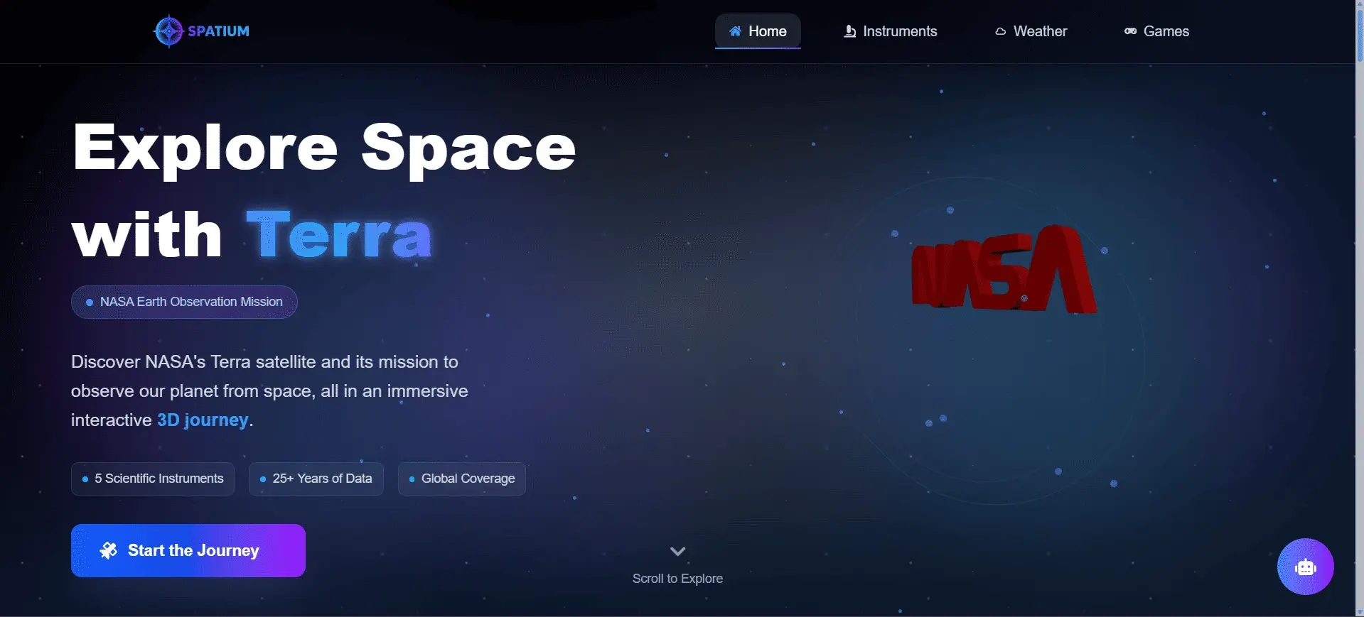 Spatium - Interactive AI-powered platform exploring NASA Terra satellite and Earth’s environmental data